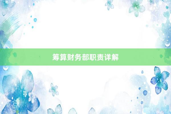 筹算财务部职责详解